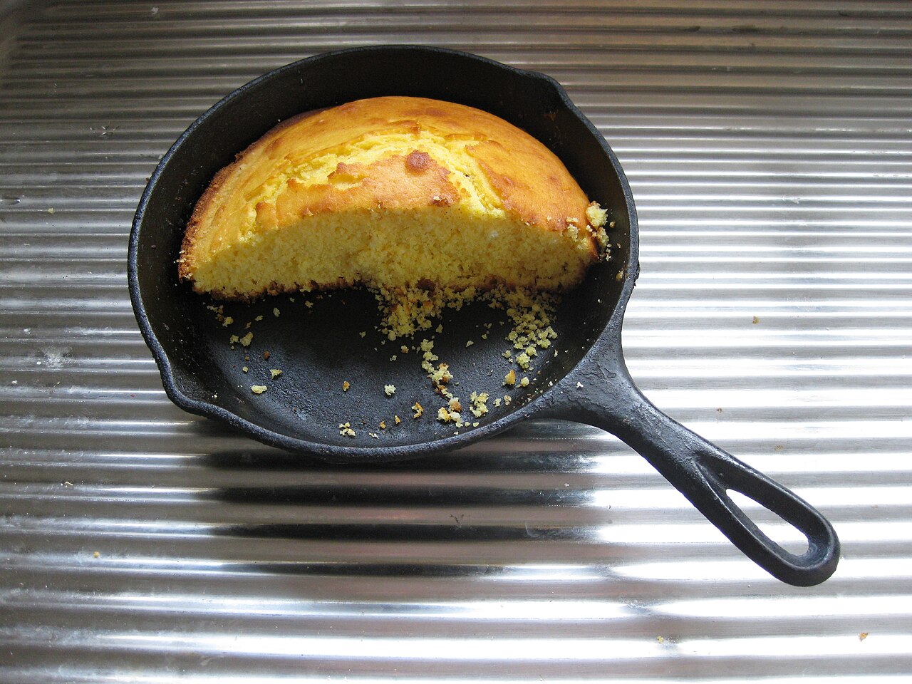 Cornbread in a cast iron skillet